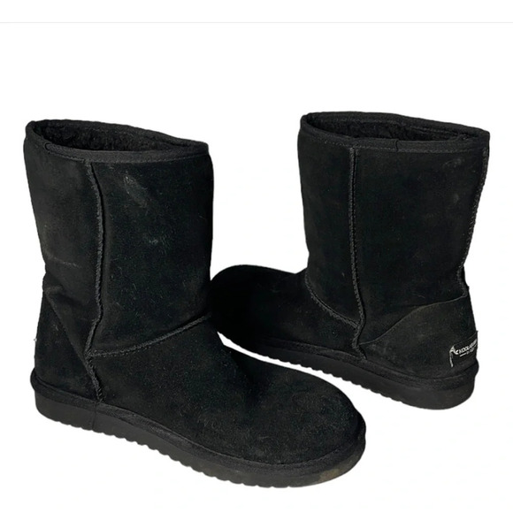 KOOLABURRA by Ugg Black Suede Short Boots Genuine Suede Sherpa Pull-on Size 10 - Picture 2 of 13